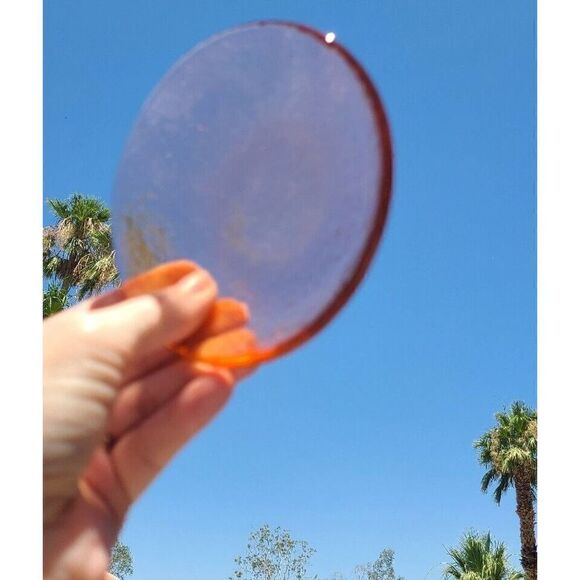 Fire & Light Recycled Art Glass COPPER Orange Dipping Dish Bowl 4 ¾ EUC Bubble - Picture 8 of 9